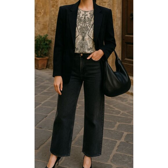 Willow and Clay Black Ivory Silk Top Small Whimsygoth Boho Chic Coquette - Picture 2 of 12